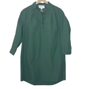POMANDER PLACE Green Button‎ Down Collared Shirt Dress Tunic XS